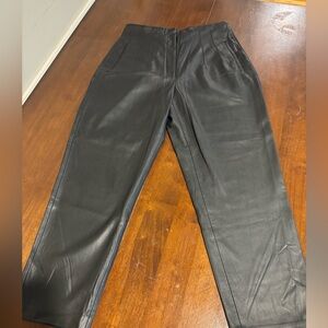 Zara Black Faux Leather Pants With 2 Front Pockets